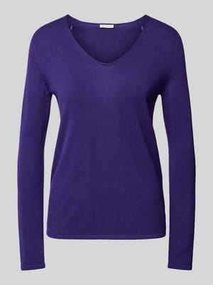 Regular Fit Strickpullover aus Baumwoll-Mix mit V-Ausschnitt Shop The Look MANNEQUINE