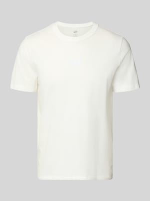 T-Shirt mit Rundhalsausschnitt und Label-Stitching Shop The Look MANNEQUINE