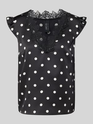 Blusentop mit V-Ausschnitt und Spitze Shop The Look MANNEQUINE