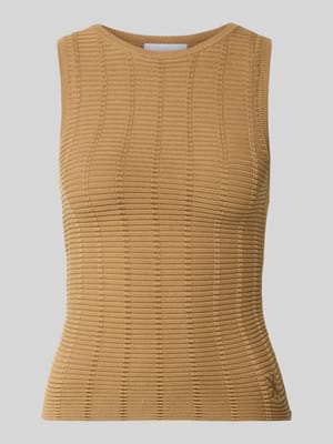 Stricktop mit Strukturmuster und Rundhalsausschnitt Shop The Look MANNEQUINE