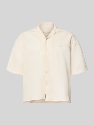 Relaxed Fit Leinenhemd mit Label-Stitching Shop The Look MANNEQUINE