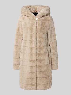 Lange jas van imitatiebont met capuchon en steekzakken Shop The Look MANNEQUINE