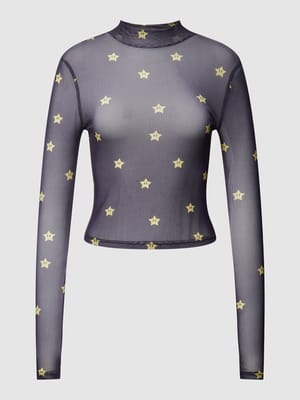 Longsleeve Mesh Top mit Gänseblümchen Shop The Look MANNEQUINE