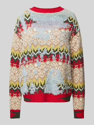 Wollen pullover met all-over motief, model 'HIGHER' Shop The Look MANNEQUINE