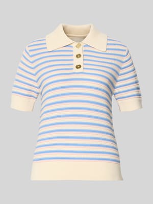 Strickshirt mit Polokragen und Knopfleiste Shop The Look MANNEQUINE
