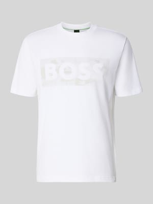 Regular Fit T-Shirt aus Baumwoll-Mix Modell 'TS_GLOBE LOGOPATTERN' Shop The Look MANNEQUINE