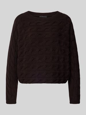 Strickpullover mit Zopfmuster und Rundhalsausschnitt Shop The Look MANNEQUINE