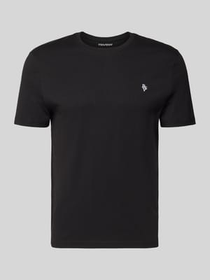 Basic Slim Fit T-Shirt mit Flock-Logo auf der Brust Shop The Look MANNEQUINE