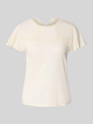 T-Shirt mit Rundhalsausschnitt und Häkelspitze Shop The Look MANNEQUINE