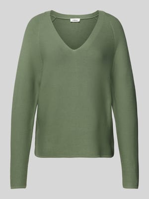 Comfort Fit Strickpullover aus Baumwoll-Mix mit V-Ausschnitt Shop The Look MANNEQUINE