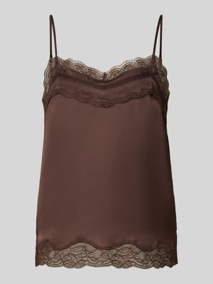 Top bluzkowy o kroju regular fit z obszyciem z koronki Shop The Look MANNEQUINE