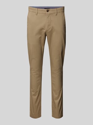 Slim fit chino met knoop- en ritssluiting, model 'BLEECKER' Shop The Look MANNEQUINE