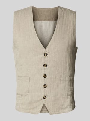 Weste aus Baumwoll-Leinen-Mix mit Knopfleiste Shop The Look MANNEQUINE