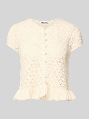 Stricktop mit Knopfverschluss und Schößchendetail Shop The Look MANNEQUINE