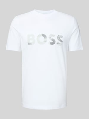 T-Shirt mit Logo-Print und Rundhalsausschnitt Shop The Look MANNEQUINE