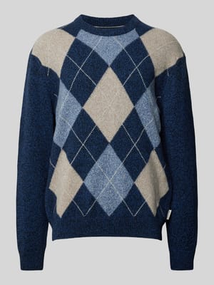 Gebreide pullover met ronde hals, model 'ARGYLE' Shop The Look MANNEQUINE