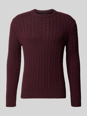 Strickpullover mit Zopfmuster und Rundhalsausschnitt Shop The Look MANNEQUINE
