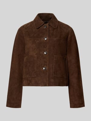 Lederjacke aus Ziegenvelours mit Eingrifftaschen Shop The Look MANNEQUINE