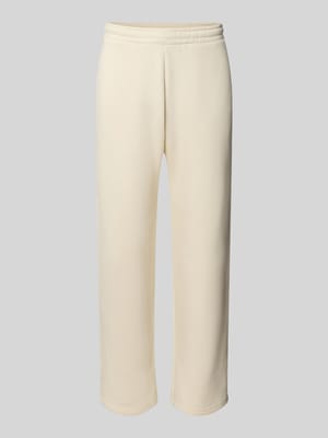 straight fit sweatpants van katoenmix met labeldetail Shop The Look MANNEQUINE