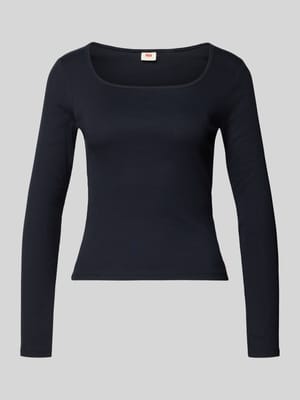 Bluzka z długim rękawem o kroju slim fit z mieszanki bawełny Shop The Look MANNEQUINE
