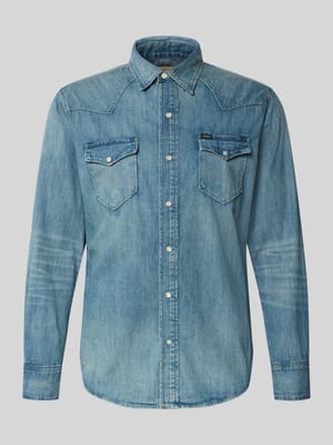 Regular fit jeansoverhemd met kentkraag, model 'Icon' Shop The Look MANNEQUINE