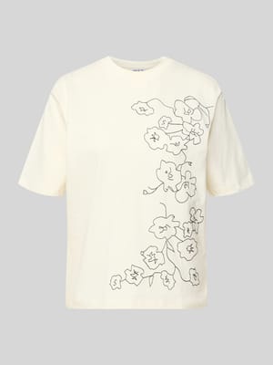 T-shirt met motief-stitching en ronde hals Shop The Look MANNEQUINE