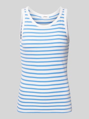 Slim fit tanktop van viscosemix met ribstructuur Shop The Look MANNEQUINE