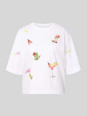t-shirt z haftami z motywem Shop The Look MANNEQUINE