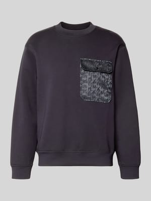 sweatshirt met ronde hals en borstzak Shop The Look MANNEQUINE