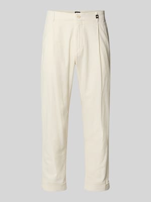relaxed fit bandplooibroek van katoenmix met linnen model 'LOUIS-W' Shop The Look MANNEQUINE