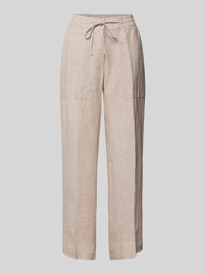 Spodnie lniane rozkloszowane z tunelem model ‘Madeka’ Shop The Look MANNEQUINE