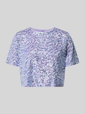 Kort T-shirt met pailletten model 'Dine' Shop The Look MANNEQUINE