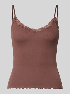 Slim Fit Top aus Viskose-Mix mit Spitzenbesatz Shop The Look MANNEQUINE