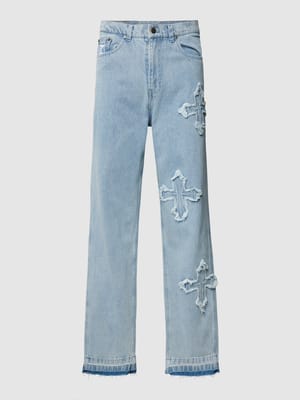 Jeans im Destroyed-Look mit Label-Stitching Shop The Look MANNEQUINE