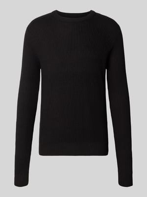 Sweter z dzianiny z okrągłym dekoltem model 'PANNEL' Shop The Look MANNEQUINE
