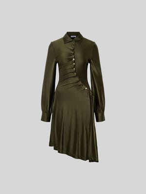 Knielanges Kleid mit Knopfleiste Shop The Look MANNEQUINE