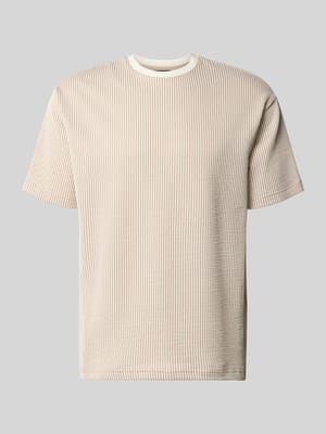 T-Shirt mit Strukturmuster und Rundhalsausschnitt Shop The Look MANNEQUINE