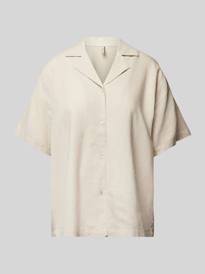 Bluzka koszulowa lniana z kołnierzem z połami model ‘Ina’ Shop The Look MANNEQUINE