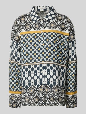 Regular fit linnen blouse met all-over motief Shop The Look MANNEQUINE
