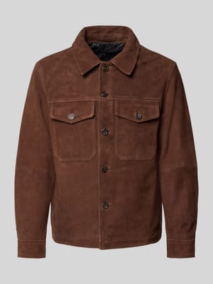 Regular Fit Lederjacke aus echtem Ziegenvelours Modell 'THOM' Shop The Look MANNEQUINE