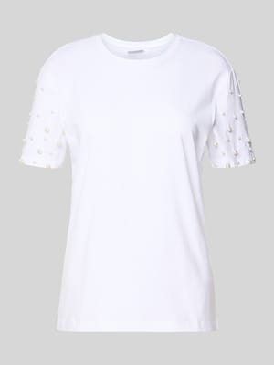 T-Shirt mit Rundhalsausschnitt und Perlen Shop The Look MANNEQUINE