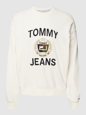 Sweatshirt met labelstitching, model 'BOXY' Shop The Look MANNEQUINE