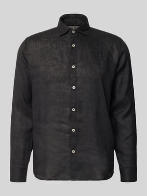 Regular Fit Leinenhemd mit Kentkragen Modell 'CAMICIA' Shop The Look MANNEQUINE