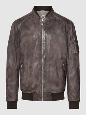Leren jack met opstaande kraag c Shop The Look MANNEQUINE