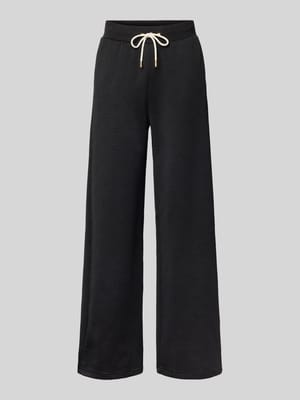 Wide leg sweatbroek met structuurmotief, model 'PEONY' Shop The Look MANNEQUINE