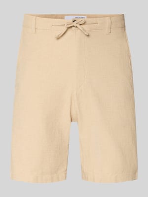 slim fit bermuda van mix van katoen en linnen model 'BRODY' Shop The Look MANNEQUINE
