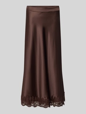 Midirock aus Satin mit Spitzenbesatz Shop The Look MANNEQUINE