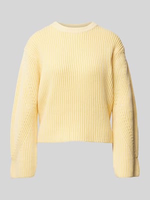 Gebreide pullover met geribde ronde hals, model 'Colina' Shop The Look MANNEQUINE