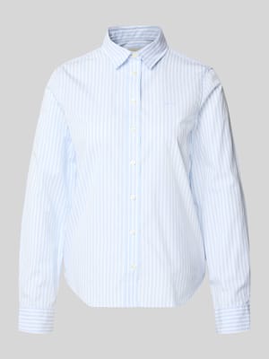Bluzka o kroju regular fit z wzorem w paski i wyhaftowanym logo Shop The Look MANNEQUINE
