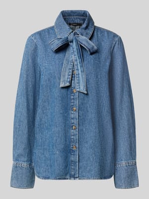 Bluzka koszulowa o kroju relaxed fit z czystej bawełny z tkaniny stylizowanej na denim Shop The Look MANNEQUINE